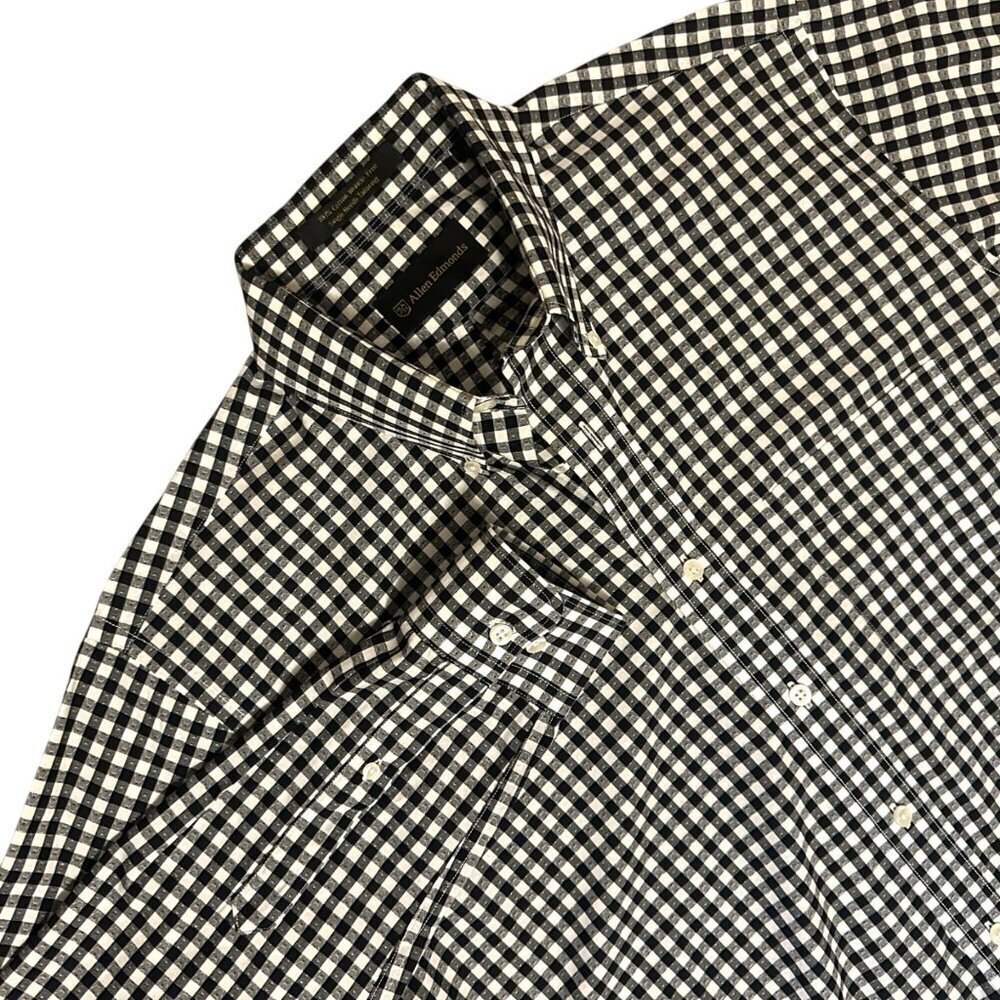 Allen Edmonds Wrinkle Free Plaid Button Down Shirt Mens Size M Classic Business